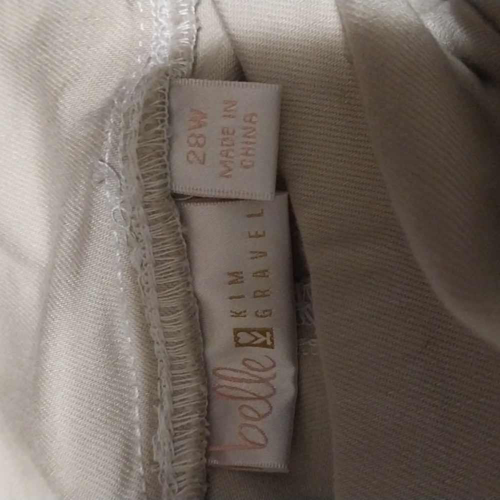 Belle By Kim Gravel NWT TripleLuxe Twill Mariner Fringe Crop Pants 28W Sandbar - Picture 3 of 13